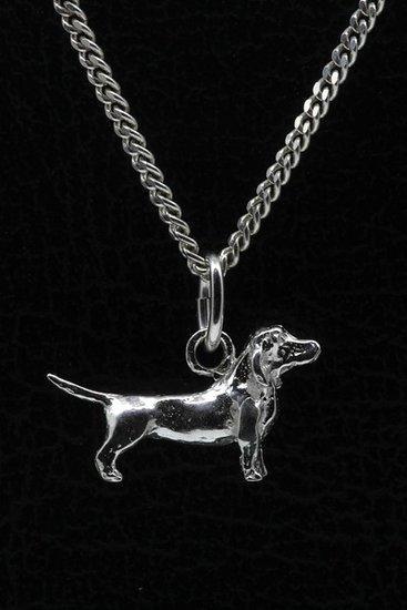 Zilveren Basset artesien normand ketting hanger - klein, Sieraden, Tassen en Uiterlijk, Kettinghangers, Verzenden