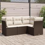 vidaXL 4-delige Loungeset met kussens poly rattan bruin, Verzenden, Nieuw, Rotan, Loungeset