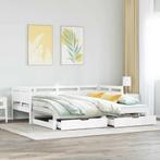 vidaXL Slaapbank met onderschuifbed/lades zonder matras, 90 cm, Eenpersoons, Verzenden, Wit