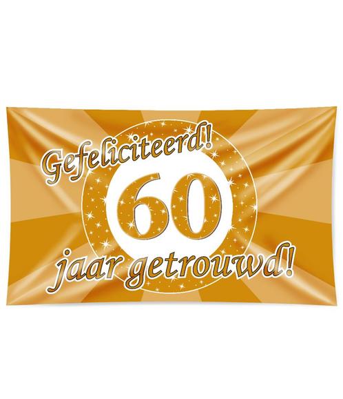 Gevelvlag 60 Jaar Getrouwd 1,5m, Hobby en Vrije tijd, Feestartikelen, Nieuw, Verzenden
