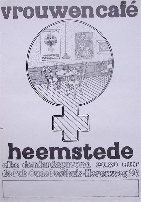 Affiche voormalig vrouwencafé in Heemstede (lijst optie), Verzamelen, Posters, Nieuw, Overige onderwerpen, Met lijst, Verzenden