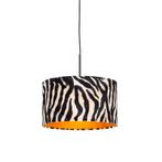 Moderne hanglamp zwart met kap zebra 35 cm - Combi, Nieuw, Overige materialen, Modern, 75 cm of meer