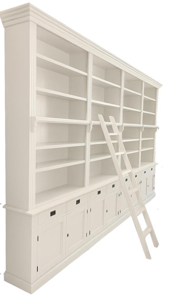 Boekenkast XXXL wit met trap Reeuwijk 400 x 260cm, Huis en Inrichting, Kasten | Boekenkasten, Ophalen of Verzenden
