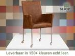 Leren eetkamerstoel Comfort met wieltjes en armleuning -, Overige kleuren, Nieuw, Leer, Ophalen of Verzenden