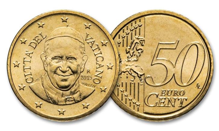 Herdenkingsmunt Paus Franciscus – Vaticaan 50 cent (UNC), Postzegels en Munten, Munten en Bankbiljetten | Verzamelingen, Verzenden