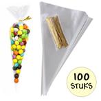 Fako Bijoux - 100x Cellofaan Puntzakken 37x18cm - Puntzak, Verzenden, Nieuw
