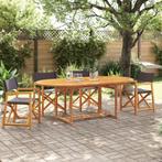 vidaXL Tuinstoelen 4 st inklapbaar stof donkergrijs, Tuin en Terras, Tuinstoelen, Verzenden, Nieuw, Hout