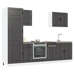 vidaXL 7-delige Keukenkastenset Porto bewerkt hout zwart, Huis en Inrichting, Keuken | Keukenelementen, Verzenden, Nieuw, Zwart