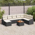 vidaXL 9-delige tuinset met kussens, zwart poly rattan, Verzenden, Nieuw, Rotan, Tuinset