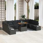 vidaXL Tuin Sofa Set met opslag 11 pcs Zwart Poly riet, Verzenden, Nieuw, Rotan