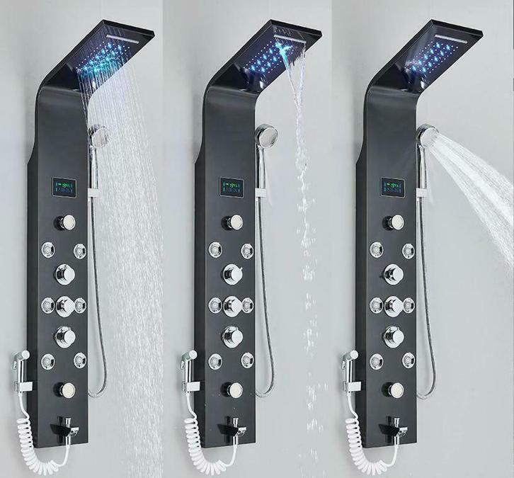 Douchepaneel. Doucheset. Regendouche. Douchekraan. ACTIE!!!!, Doe-het-zelf en Verbouw, Sanitair, Douche, Nieuw, Chroom, Glas, Koper