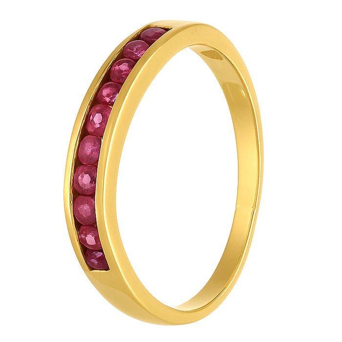 Ring - 18 karaat Geel goud - 0.04ct. tw. Robijn, Sieraden, Tassen en Uiterlijk, Ringen