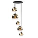 Hanglamp Semi Goud 5 voudig 5x Glazen lampenkappen Fantasy, Huis en Inrichting, Lampen | Hanglampen, Ophalen of Verzenden, Nieuw