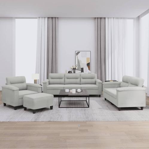 vidaXL 4-delige Loungeset met kussens microvezelstof, Huis en Inrichting, Banken | Bankstellen, Nieuw, Stof, Vierpersoons of meer