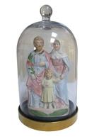 Beeld, Heilige Familie onder glazen stolp - 27 cm -