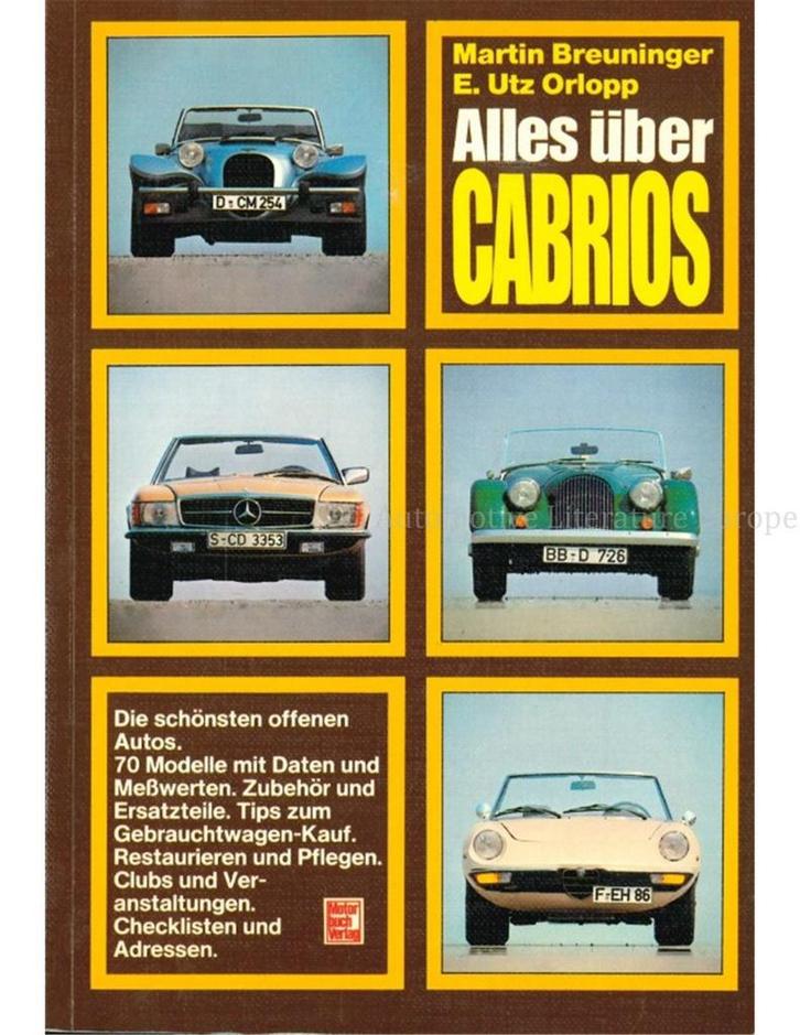 ALLES UBER CABRIOS, DIE SCHÖNSTEN OFFENEN AUTOS, Boeken, Auto's | Boeken