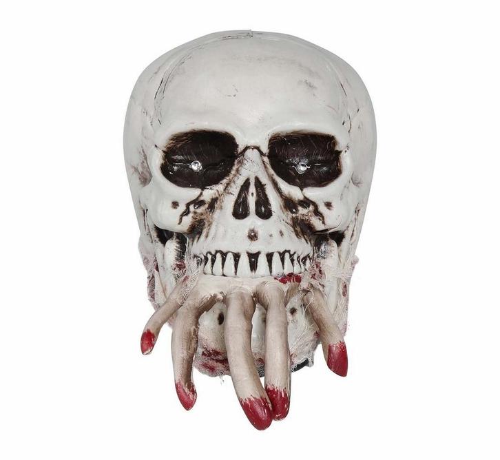 Halloween Tafeldecoratie Schedel Licht En Geluid 24cm, Hobby en Vrije tijd, Feestartikelen, Nieuw, Verzenden