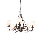 Kroonluchter bruin plissé crème klemkap 5-lichts - Giuseppe, Nieuw, Overige materialen, Klassiek / Antiek