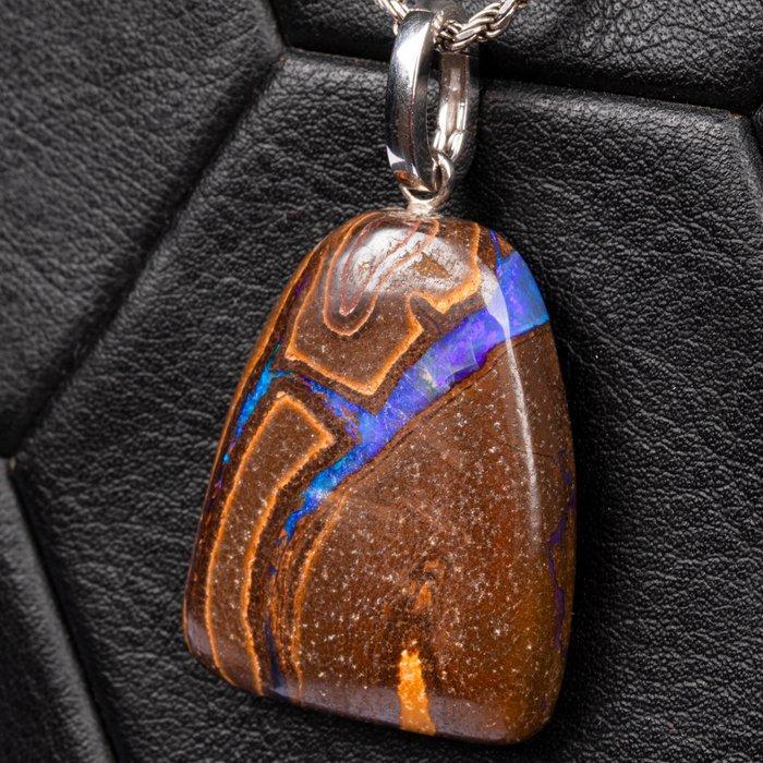 60 Carat Boulder Opal - Fantastisch !!! Zilveren hanger - -, Verzamelen, Mineralen en Fossielen