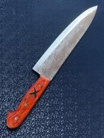 Orange Wave Patterned Chef’s Knife - Tafelmes - Hout, Staal, Antiek en Kunst