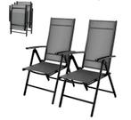 Set van 2 Verstelbare Tuinstoel Grijs - Klapstoel 7 standen, Tuin en Terras, Tuinstoelen, Verzenden, Nieuw, Aluminium, Inklapbaar