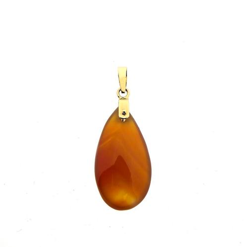 18 Krt. Gouden hanger met carneool bandagaat, Sieraden, Tassen en Uiterlijk, Bedels, Gebruikt, Overige merken, Goud, Ophalen of Verzenden