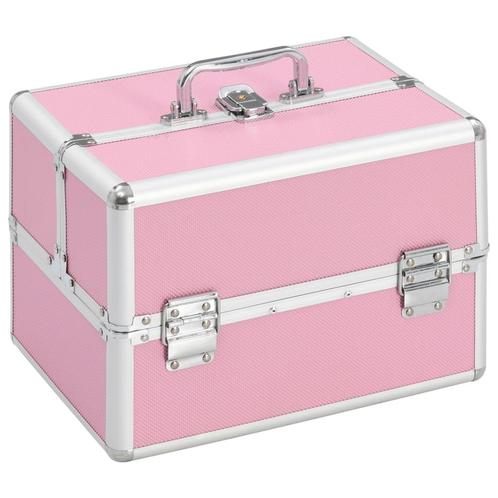 vidaXL Make-up koffer 22x30x21 cm aluminium roze, Sieraden, Tassen en Uiterlijk, Toilettassen, Nieuw, Verzenden