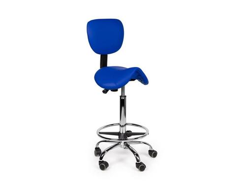 Zadelkruk Rugleuning Blauw - Hoog + Voetsteun, Huis en Inrichting, Krukjes