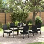 vidaXL 7-delige tuinset zwart poly riet, Verzenden, Nieuw, Rotan, Tuinset