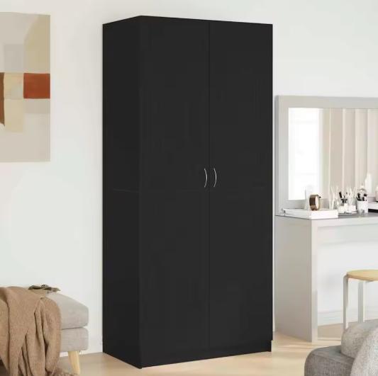 Zwarte kledingkast met deur 90x52x200 cm – opbergkast slaapk, Huis en Inrichting, Kasten | Kledingkasten, Nieuw, Verzenden