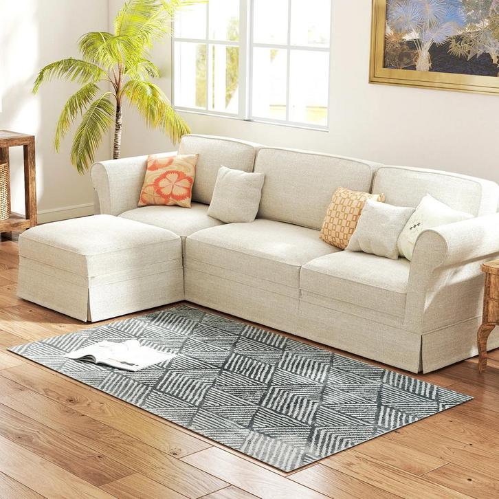 TRUUSK Modern Wasbaar Tapijt 150 x 80 cm - Donkergrijs - Mod, Huis en Inrichting, Stoffering | Tapijten en Kleden, Nieuw, Verzenden