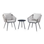Tuinset Abriola 3-delig tuintafel met 2 tuinstoelen antracie, Tuin en Terras, Tuinsets en Loungesets, Verzenden, Nieuw