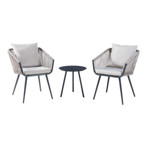 Tuinset Abriola 3-delig tuintafel met 2 tuinstoelen antracie, Tuin en Terras, Tuinsets en Loungesets, Nieuw, Verzenden