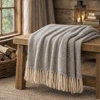 PLAID Exclusief in katoen grijs en wit - 200x150 cm - Deken,