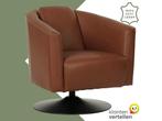 Leren draaifauteuil Press - Massif Armagnac (donkercognac), Huis en Inrichting, Fauteuils, Bohemian, Klassiek, Retro, Romantisch, Vintage