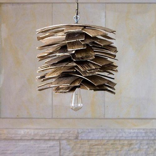 Gie El - Plafondlamp - Hout - Dakspanen medium, Antiek en Kunst, Curiosa en Brocante