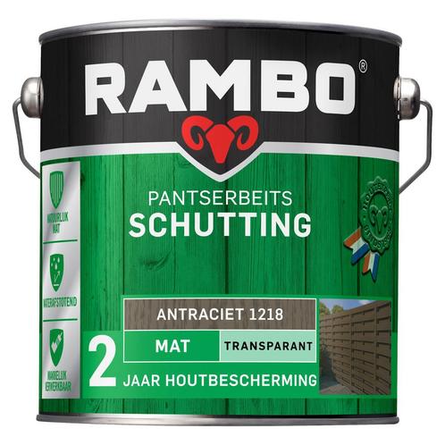 Pantserbeits Schutting Antraciet 1218 Transparant Mat 2,5, Doe-het-zelf en Verbouw, Verf, Beits en Lak, Nieuw, Ophalen of Verzenden