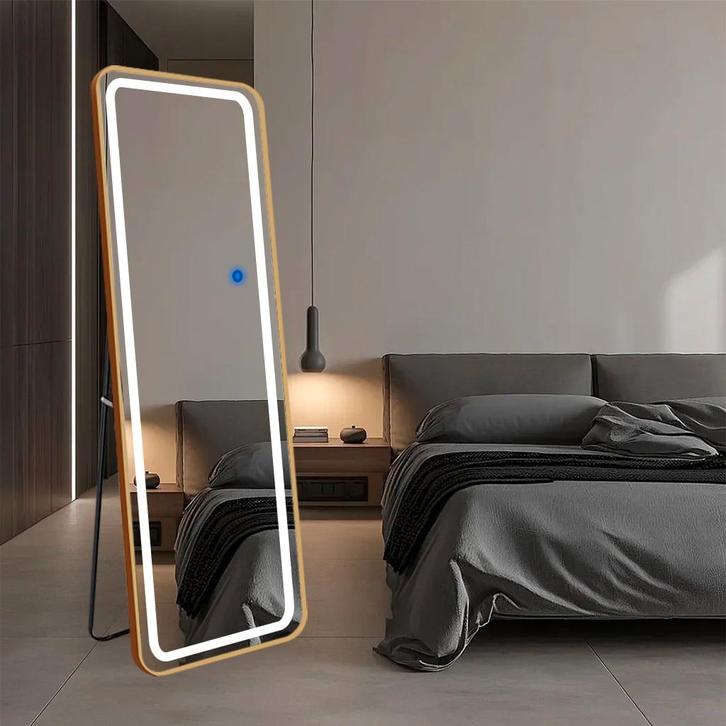 LoXa Passpiegel Ilumina Goud – 160x50 cm – LED Verlichting –, Huis en Inrichting, Woonaccessoires | Spiegels, Nieuw, Verzenden