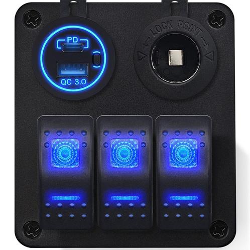 ProRide Schakelpaneel 12V voor Auto/Boot - USB/USB C Lader 2, Doe-het-zelf en Verbouw, Elektra en Kabels, Nieuw, Verzenden
