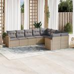 vidaXL 9-delige Loungeset met kussens poly rattan beige, Verzenden, Nieuw, Rotan, Loungeset
