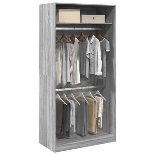 vidaXL Kledingkast 100x50x200 cm bewerkt hout grijs sonoma, Huis en Inrichting, Kasten | Kledingkasten, Nieuw, Verzenden