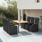 vidaXL 7-delige Tuinset met kussens poly rattan zwart, Tuin en Terras, Tuinsets en Loungesets, Verzenden, Nieuw, Rotan, Tuinset