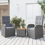 vidaXL 3-delige Loungeset poly rattan en massief acaciahout, Verzenden, Nieuw, Rotan, Loungeset