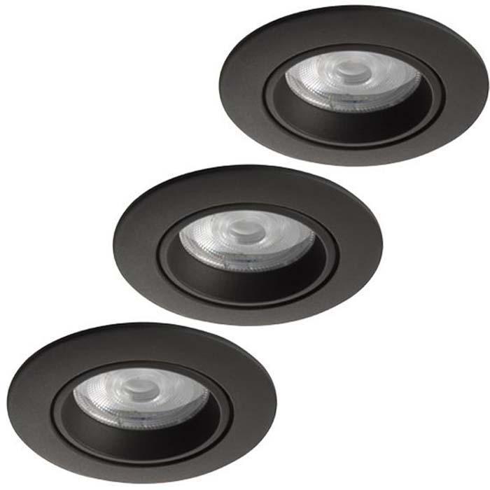 Set van 3 inbouwspots Costa zwart + LED spots GU10 Lybardo |, Huis en Inrichting, Lampen | Spots, Nieuw, Verzenden