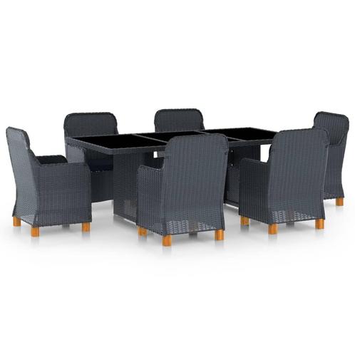 vidaXL 7-delige Tuinset met kussens poly rattan donkergrijs, Tuin en Terras, Tuinsets en Loungesets, Tuinset, Nieuw, 6 zitplaatsen