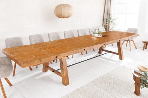 Massieve eettafel FINCA 300-400cm vintage bruin, Huis en Inrichting, Tafels | Eettafels, Ophalen of Verzenden