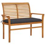 vidaXL Tuinbank met antracietkleurig kussen 112 cm massief, Verzenden, Nieuw, Teakhout