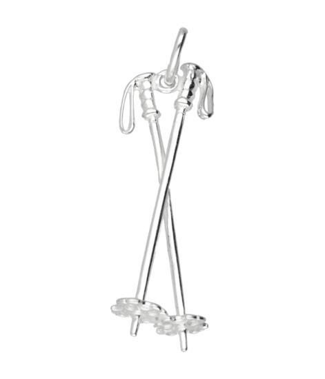 Zilveren Skistok ketting hanger - dubbel, Sieraden, Tassen en Uiterlijk, Kettinghangers, Verzenden