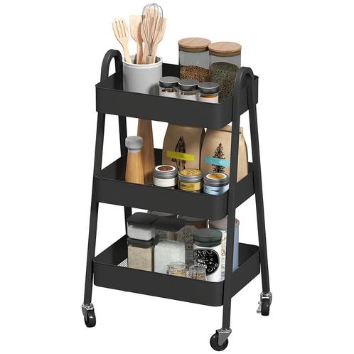 TRUUSK Serveerwagen Met 3 Niveaus Keukenwagen Met Wielen Han, Huis en Inrichting, Keuken | Keukenbenodigdheden, Nieuw, Verzenden