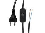 Aansluitsnoer met schakelaar - 0.75mm² - 2 meter - Zwart, Ophalen of Verzenden, Nieuw, Kabel of Snoer